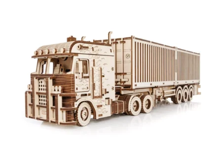 Puidust 3D pusle - konteiner-poolhaagis veoautole Road king