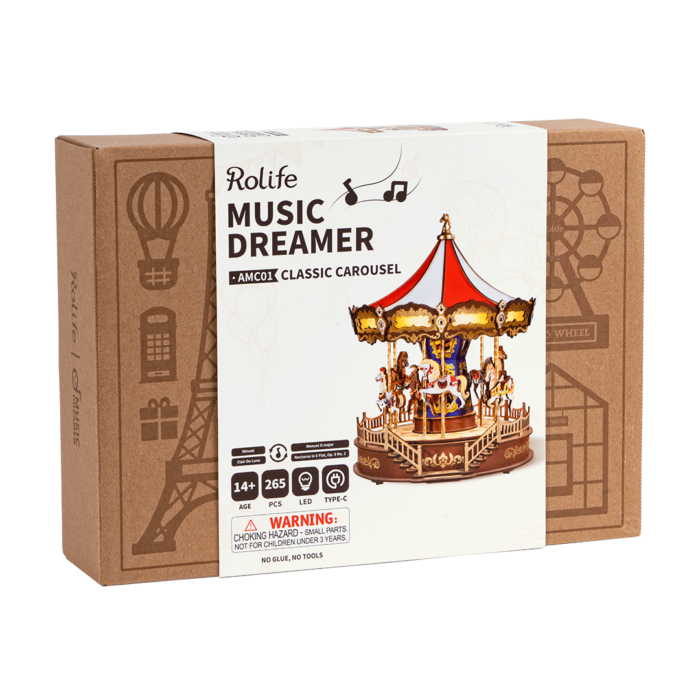 Rolife Music Dreamer Classic Carousel – 3D Wooden Music Puzzle - Image 3