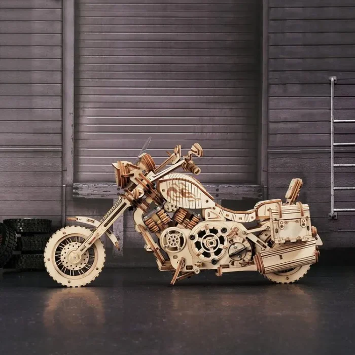 ROKR Mechanical Motorcycle – 3D Wooden Wind-Up Model Kit - Image 1
