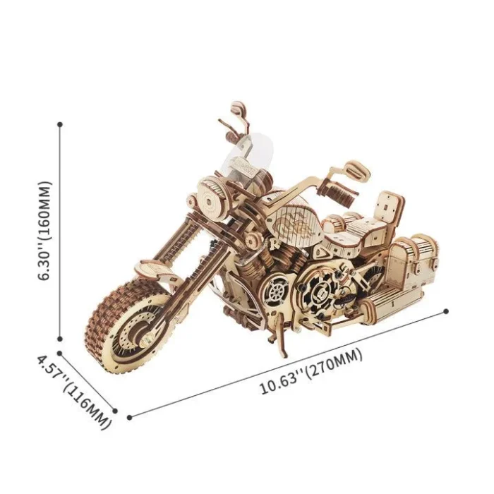 ROKR Mechanical Motorcycle – 3D Wooden Wind-Up Model Kit - Image 2