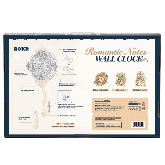 ROKR 3D Wooden Wall Clock – Mechanical DIY Model Kit - Image 3