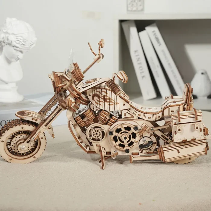 ROKR Mechanical Motorcycle – 3D Wooden Wind-Up Model Kit - Image 3