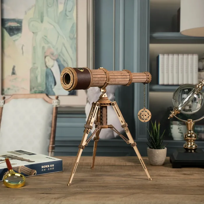 ROKR Retro Pirate Telescope – 3D Wooden Extendable Model with Tripod - Image 1