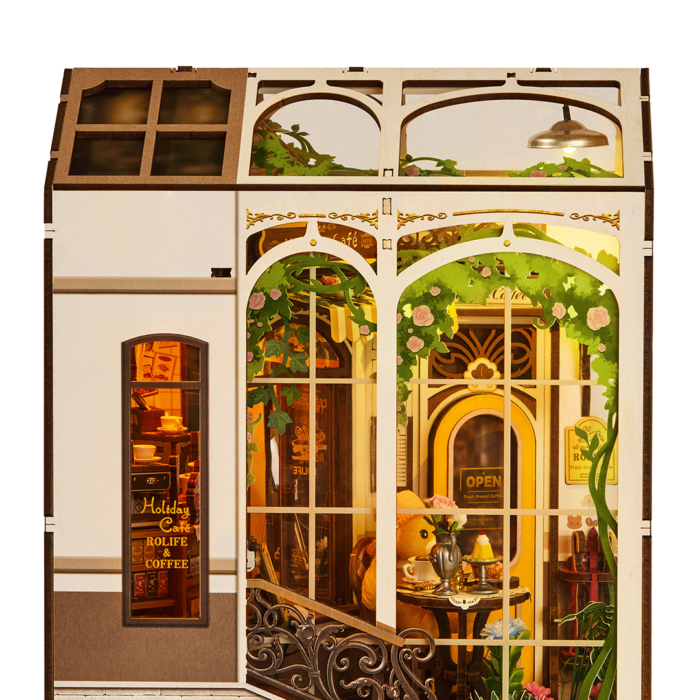 Book Nook “Holiday Café” – Stories in Books 3D Wooden Miniature Kit - Image 2