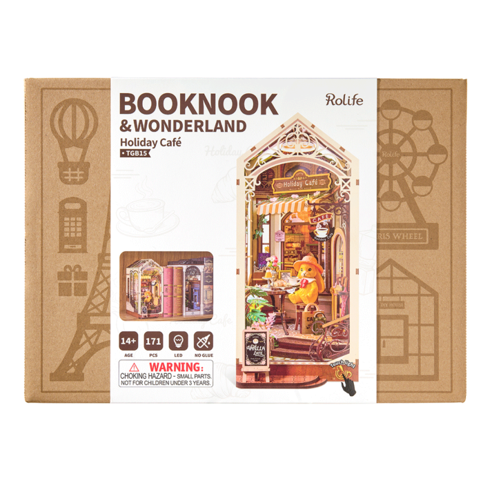 Book Nook “Holiday Café” – Stories in Books 3D Wooden Miniature Kit - Image 5
